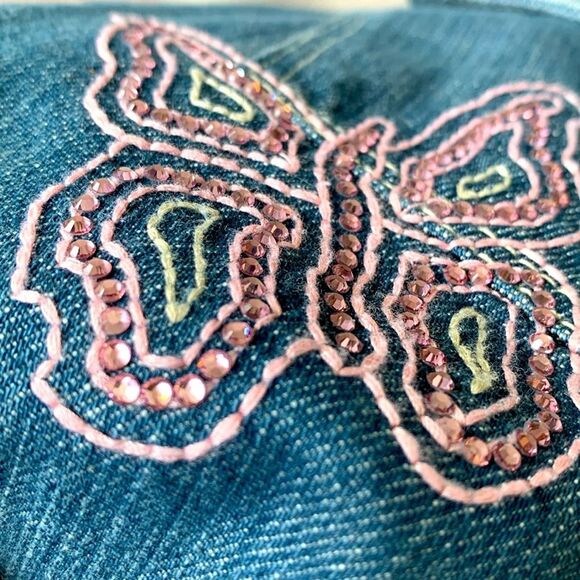 Frankie B. Butterfly Flare Jeans Women's Size 8 Tall Y2K Bling Hippie Boho Blue - Picture 5 of 13